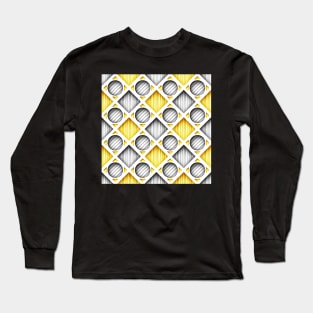 3d Geometric Pattern, Rhombic Harlequin Motif with Hole Imitation Long Sleeve T-Shirt